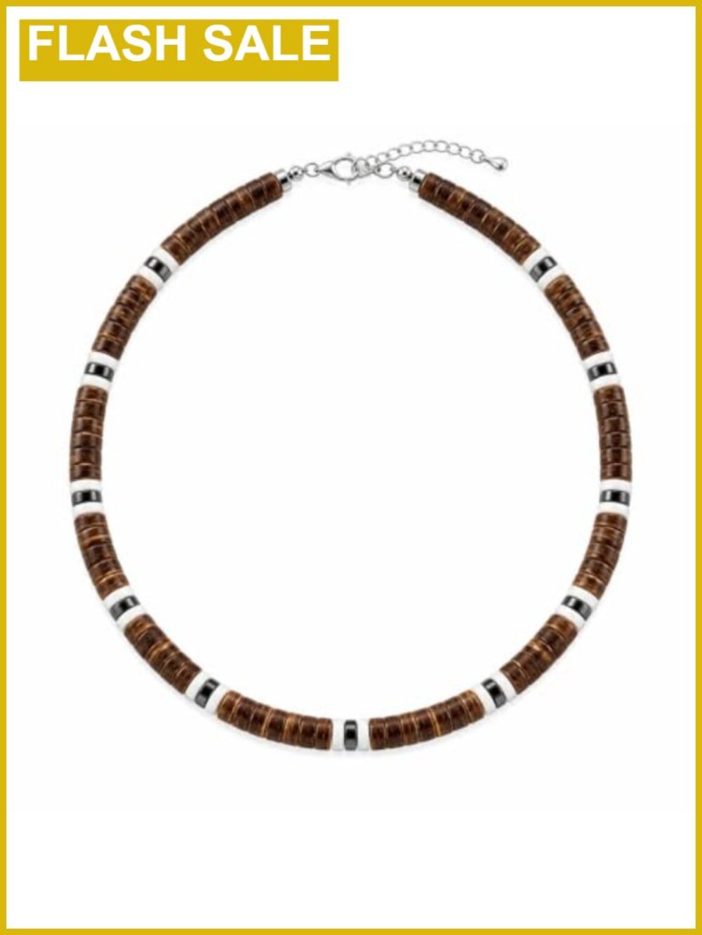 Men's Handcrafted Coconut Shell Puka Beaded Necklace Beach Surf Jewelry
